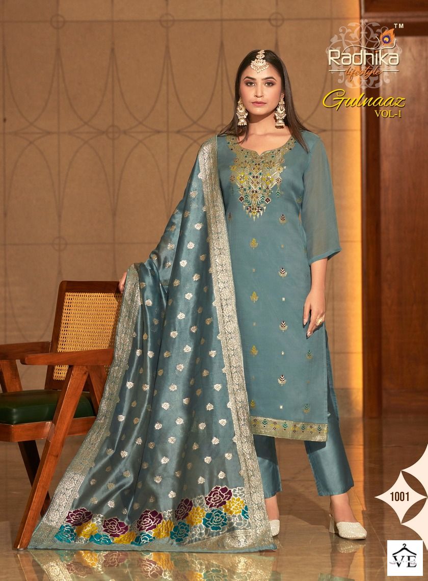 Radhika Lifestyle Gulnaaz Vol 1 Organza Weaving Wholesale Designer Readymade Salwar Suit Catalog — Wholesale Salwar Suits, MPA wholesale from Surat - Gallery Image 2