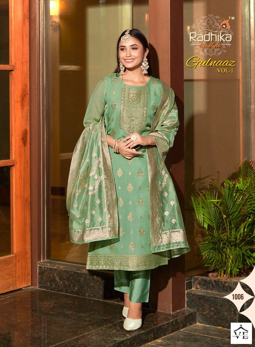 Radhika Lifestyle Gulnaaz Vol 1 Organza Weaving Wholesale Designer Readymade Salwar Suit Catalog — Wholesale Salwar Suits, MPA wholesale from Surat - Gallery Image 5
