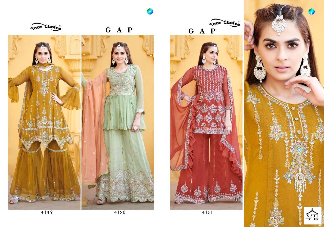 Your Choice Gap Pure Georgette Wholesale Designer Salwar Suit Catalog — Wholesale Salwar Suits, MPA wholesale from Surat — view 4