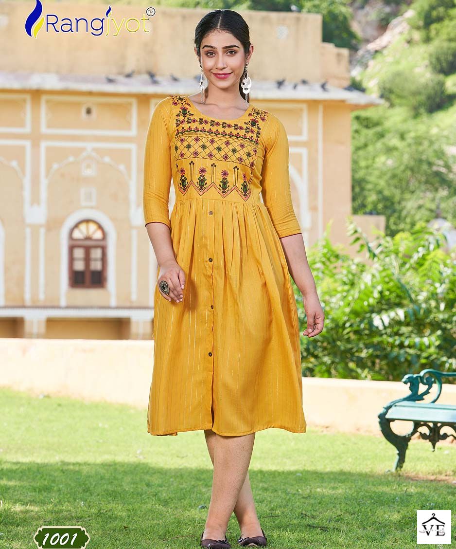 Rangjyot Gracia Vol 2 Cotton Lurex Wholesale Kurtis Catalog — Wholesale Kurtis, MPA wholesale from Surat — view 1