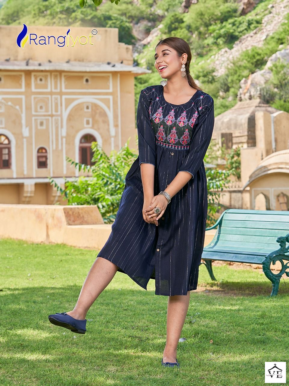 Rangjyot Gracia Vol 2 Cotton Lurex Wholesale Kurtis Catalog — Wholesale Kurtis, MPA wholesale from Surat - Gallery Image 7
