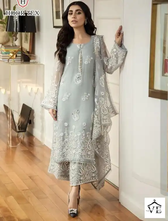 Hoor Tex H-14 Net Wholesale Pakistani Salwar Suit — Wholesale Salwar Suits, MPA wholesale from Surat — view 1