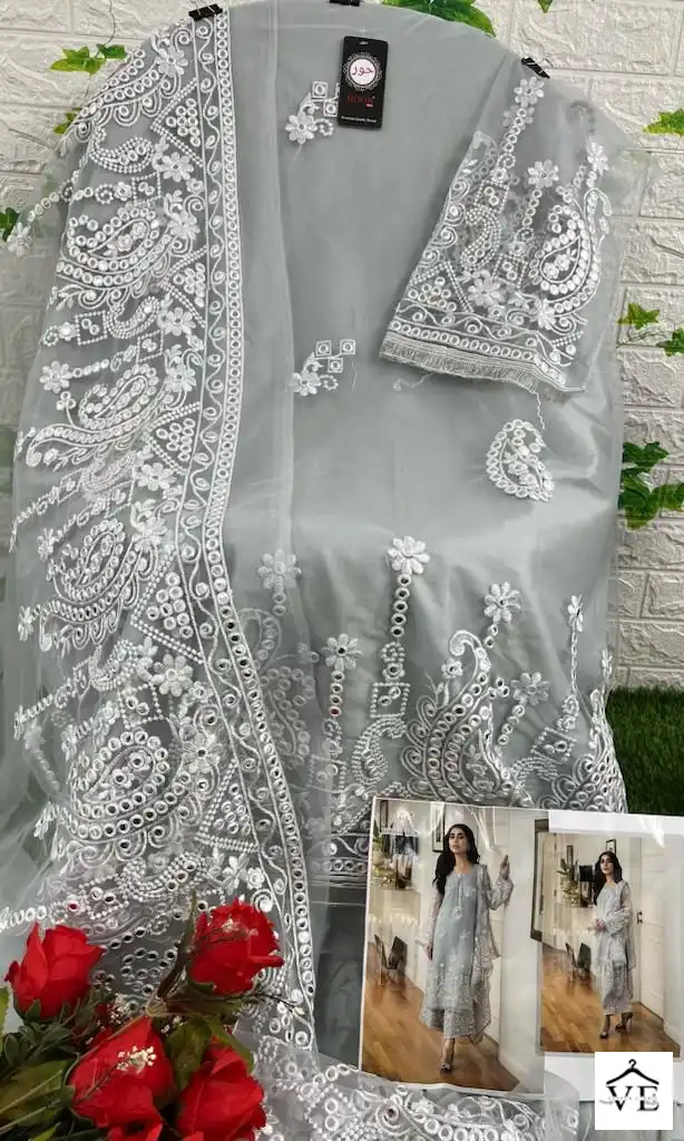 Hoor Tex H-14 Net Wholesale Pakistani Salwar Suit — Wholesale Salwar Suits, MPA wholesale from Surat - Gallery Image 2