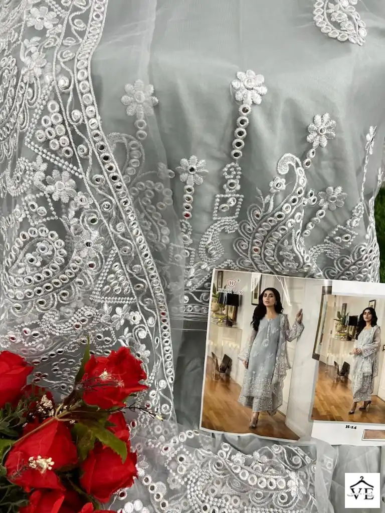 Hoor Tex H-14 Net Wholesale Pakistani Salwar Suit — Wholesale Salwar Suits, MPA wholesale from Surat — view 3