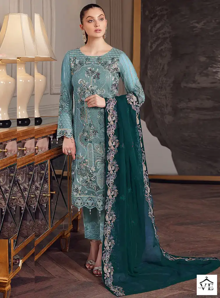 Hoor Tex H-27 Faux Georgette Wholesale Pakistani Suit Catalog — Wholesale Salwar Suits, MPA wholesale from Surat — view 1
