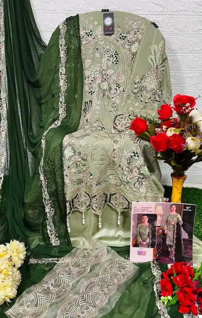 Hoor Tex H-27 Faux Georgette Wholesale Pakistani Suit Catalog — Wholesale Salwar Suits, MPA wholesale from Surat - Gallery Image 5
