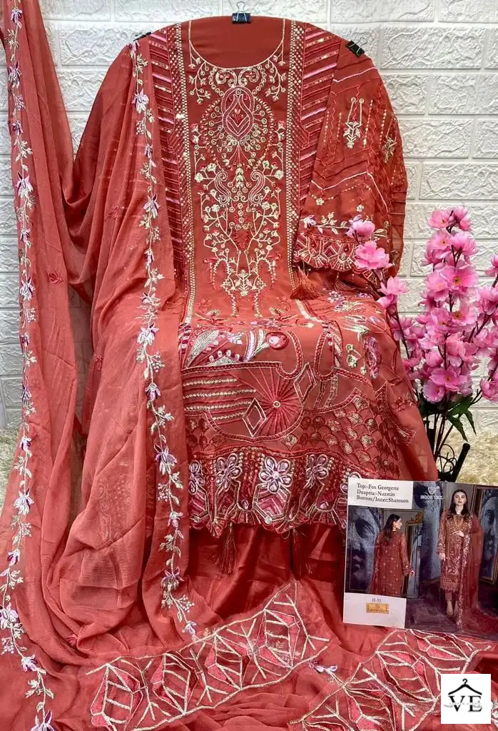 Hoor Tex H-35 Faux Georgette Wholesale Pakistani Suit — Wholesale Salwar Suits, MPA wholesale from Surat - Gallery Image 2