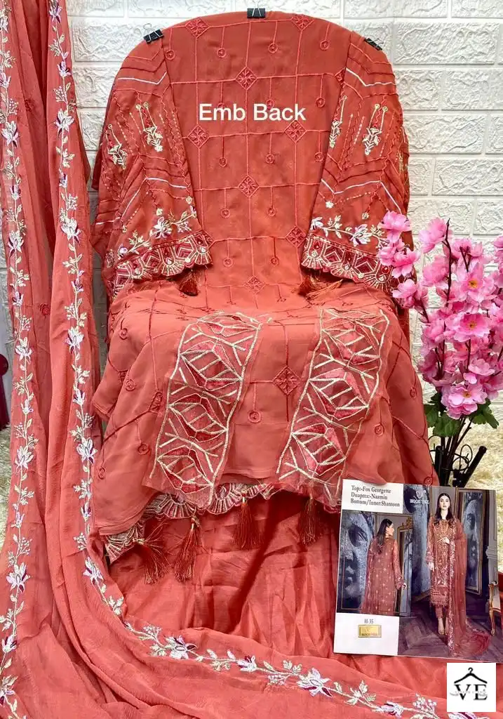 Hoor Tex H-35 Faux Georgette Wholesale Pakistani Suit — Wholesale Salwar Suits, MPA wholesale from Surat — view 3