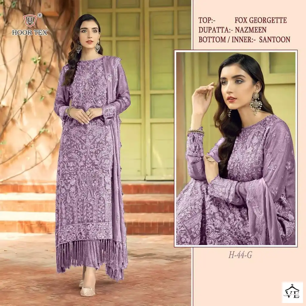Hoor Tex H 44 Foux Georgette Wholesale Pakistani Salwar Suit Catalog — Wholesale Salwar Suits, MPA wholesale from Surat - Gallery Image 2
