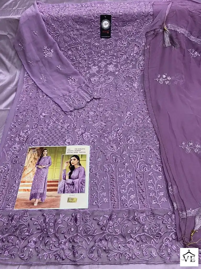 Hoor Tex H 44 Foux Georgette Wholesale Pakistani Salwar Suit Catalog — Wholesale Salwar Suits, MPA wholesale from Surat - Gallery Image 11