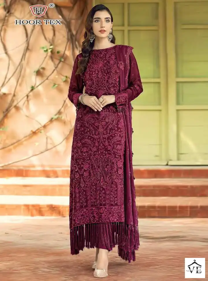 Hoor Tex H 44 Foux Georgette Wholesale Pakistani Salwar Suit Catalog — Wholesale Salwar Suits, MPA wholesale from Surat — view 1