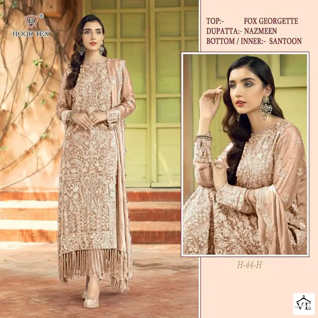 Hoor Tex H 44 Foux Georgette Wholesale Pakistani Salwar Suit Catalog — Wholesale Salwar Suits, MPA wholesale from Surat - Gallery Image 3