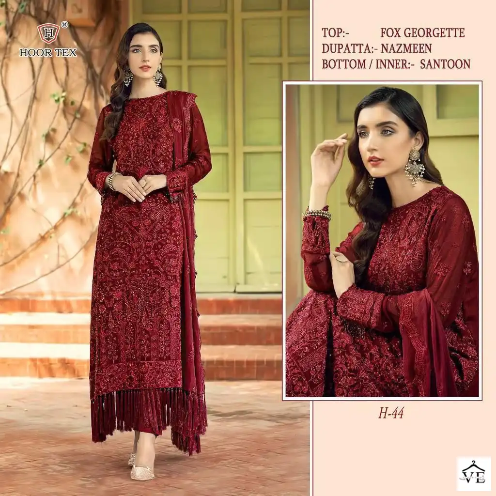 Hoor Tex H 44 Foux Georgette Wholesale Pakistani Salwar Suit Catalog — Wholesale Salwar Suits, MPA wholesale from Surat - Gallery Image 4