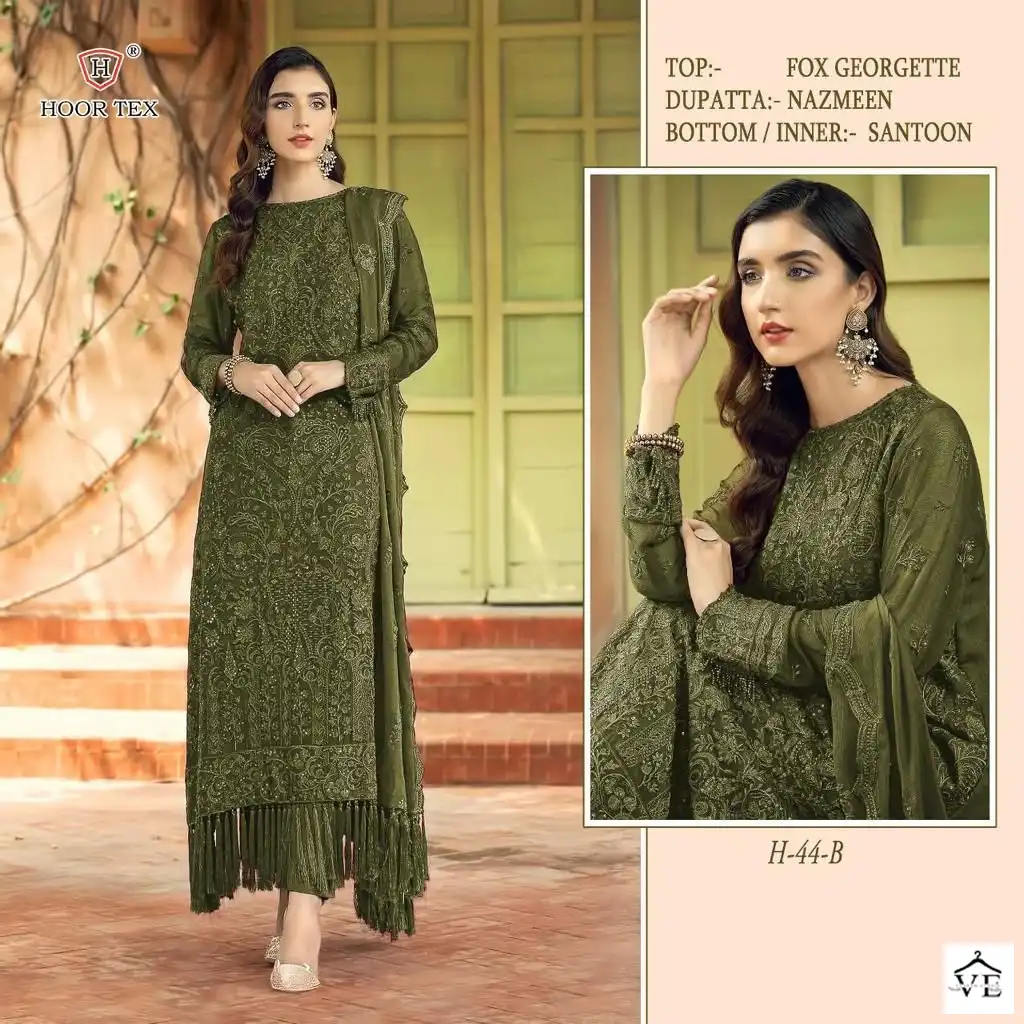 Hoor Tex H 44 Foux Georgette Wholesale Pakistani Salwar Suit Catalog — Wholesale Salwar Suits, MPA wholesale from Surat - Gallery Image 5