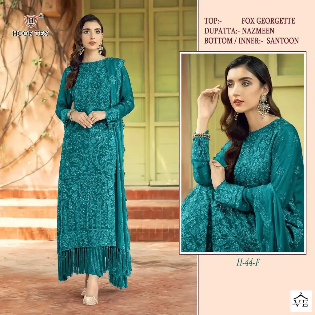 Hoor Tex H 44 Foux Georgette Wholesale Pakistani Salwar Suit Catalog — Wholesale Salwar Suits, MPA wholesale from Surat - Gallery Image 6