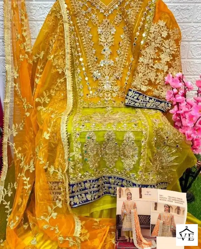 Hoor Tex H-48 Organza Wholesale Pakistani Suit — Wholesale Salwar Suits, MPA wholesale from Surat — view 2