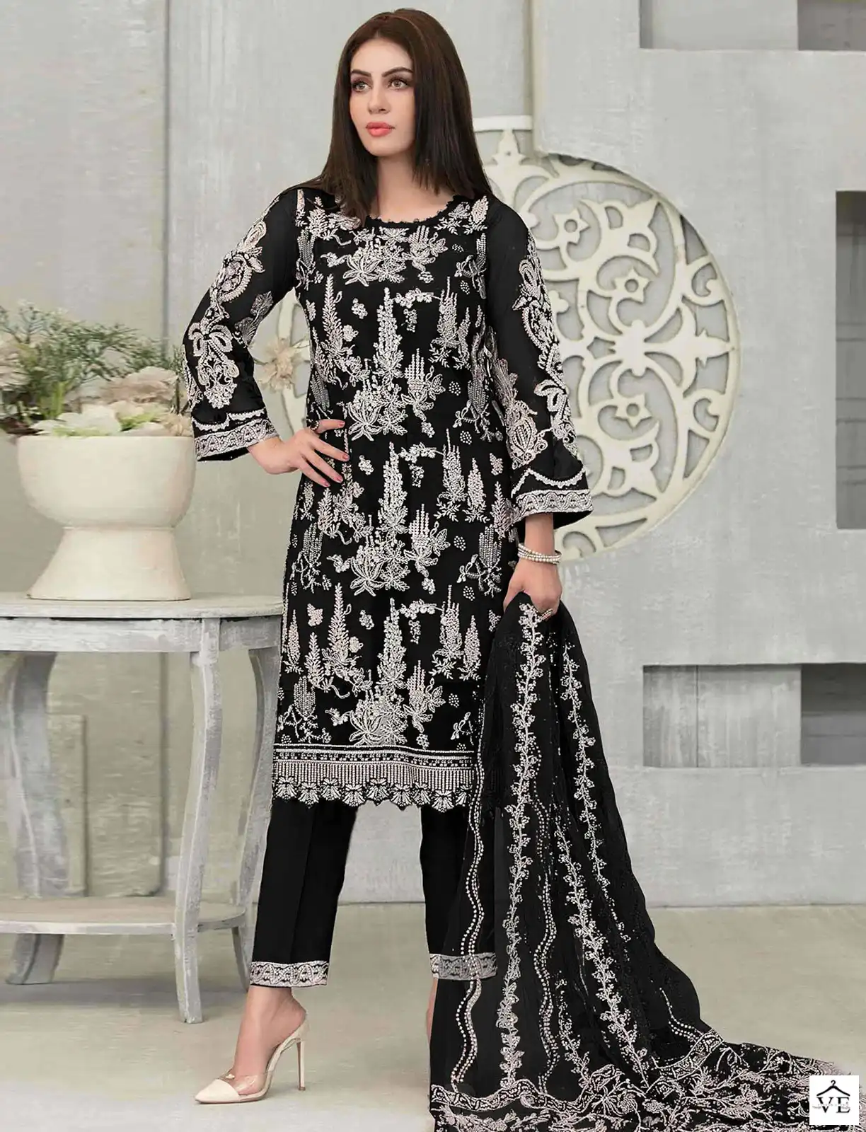 Hoor Tex H-64 Heavy Georgette Wholesale Pakistani Suit Catalog — Wholesale Salwar Suits, MPA wholesale from Surat — view 1