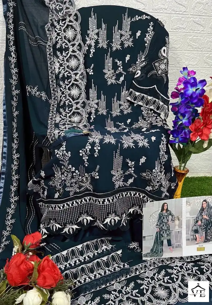 Hoor Tex H-64 Heavy Georgette Wholesale Pakistani Suit Catalog — Wholesale Salwar Suits, MPA wholesale from Surat - Gallery Image 4
