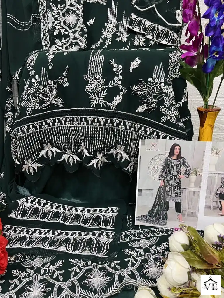 Hoor Tex H-64 Heavy Georgette Wholesale Pakistani Suit Catalog — Wholesale Salwar Suits, MPA wholesale from Surat - Gallery Image 5