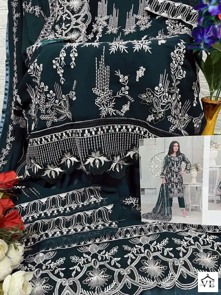 Hoor Tex H-64 Heavy Georgette Wholesale Pakistani Suit Catalog — Wholesale Salwar Suits, MPA wholesale from Surat — view 6