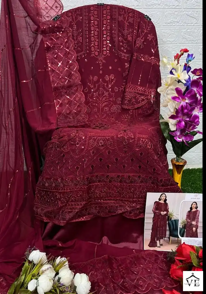 Hoor Tex H-65 Faux Georgette Wholesale Pakistani Suit — Wholesale Salwar Suits, MPA wholesale from Surat — view 2