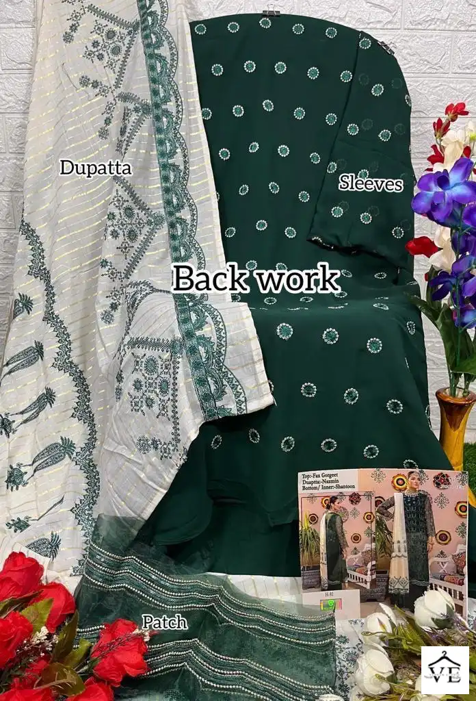 Hoor Tex H-81 Faux Georgette Wholesale Pakistani Suit — Wholesale Salwar Suits, MPA wholesale from Surat — view 4