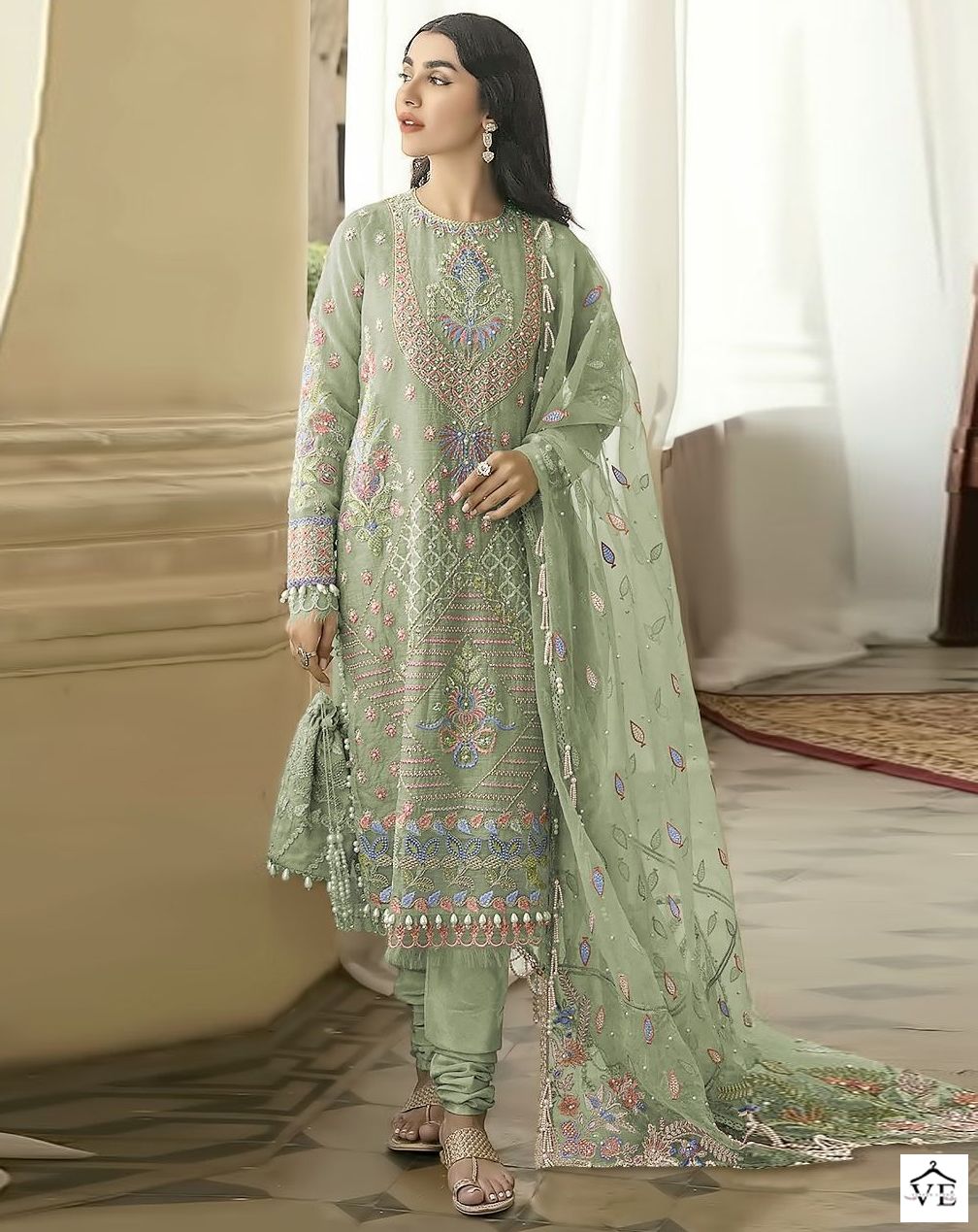 Hoor Tex H 87 Foux Georgette Wholesale Pakistani Salwar Suit Catalog — Wholesale Salwar Suits, MPA wholesale from Surat — view 1
