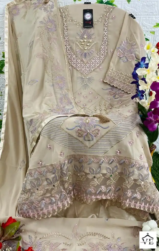 Hoor Tex H-87 Organza Wholesale Pakistani Suits Catalog — Wholesale Salwar Suits, MPA wholesale from Surat - Gallery Image 4
