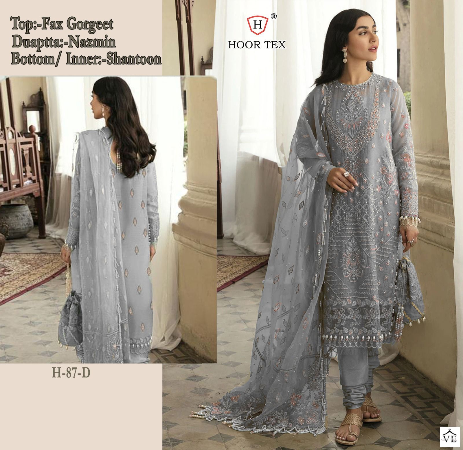 Hoor Tex H 87 Foux Georgette Wholesale Pakistani Salwar Suit Catalog — Wholesale Salwar Suits, MPA wholesale from Surat - Gallery Image 4