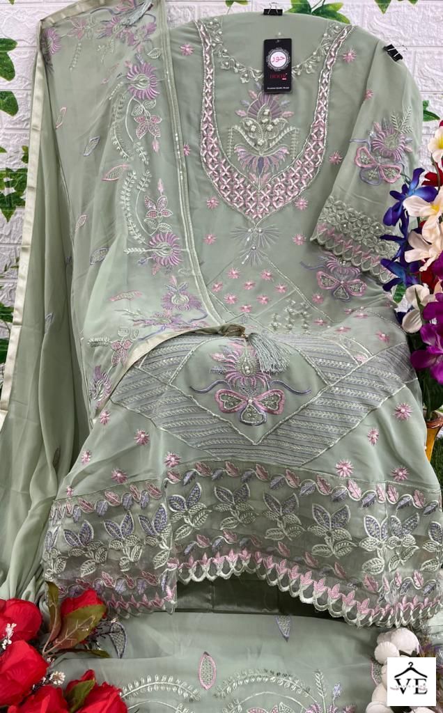 Hoor Tex H 87 Foux Georgette Wholesale Pakistani Salwar Suit Catalog — Wholesale Salwar Suits, MPA wholesale from Surat - Gallery Image 7