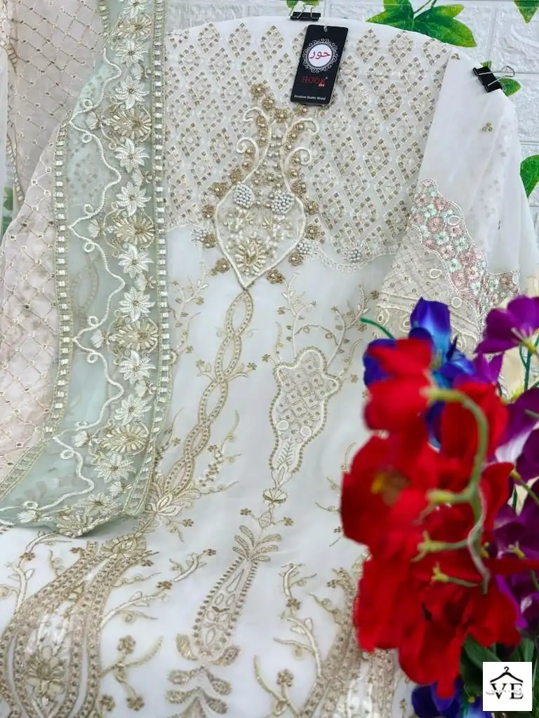 Hoor Tex H-91 Faux Georgette Wholesale Pakistani Salwar Suit — Wholesale Salwar Suits, MPA wholesale from Surat - Gallery Image 2