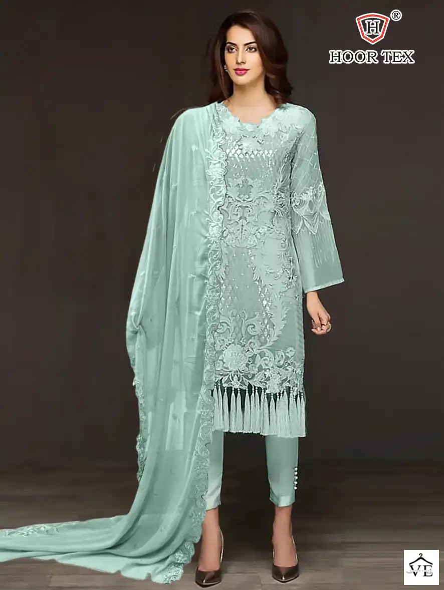 Hoor Tex H-92 Faux Georgette Wholesale Pakistani Salwar Suit Catalog — Wholesale Salwar Suits, MPA wholesale from Surat — view 1