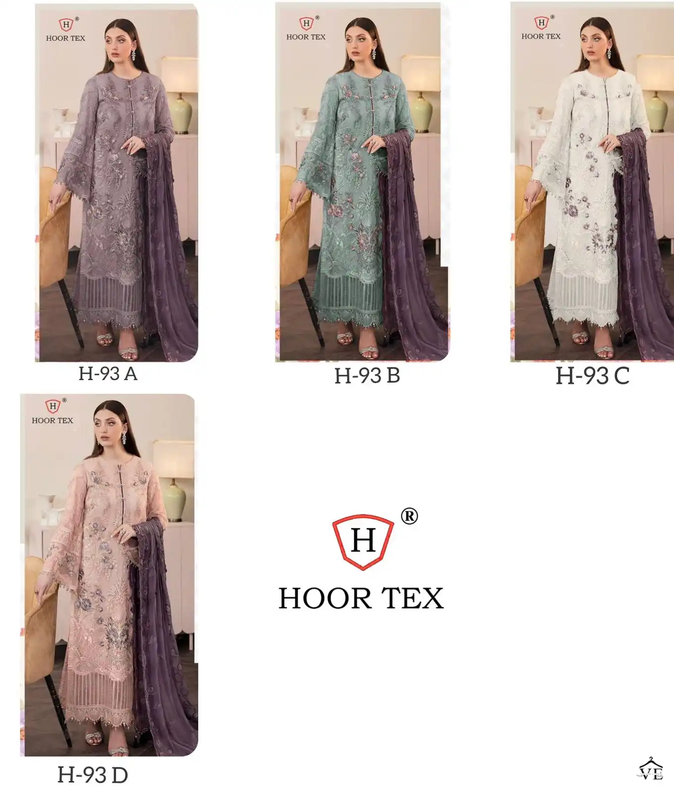 Hoor Tex H-93 Faux Georgette Wholesale Pakistani Suit Catalog — Wholesale Salwar Suits, MPA wholesale from Surat — view 13