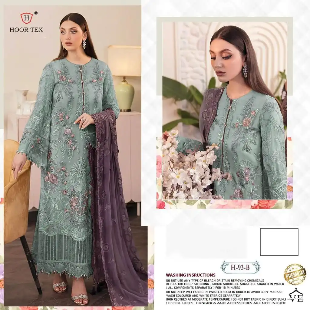 Hoor Tex H-93 Faux Georgette Wholesale Pakistani Suit Catalog — Wholesale Salwar Suits, MPA wholesale from Surat - Gallery Image 3