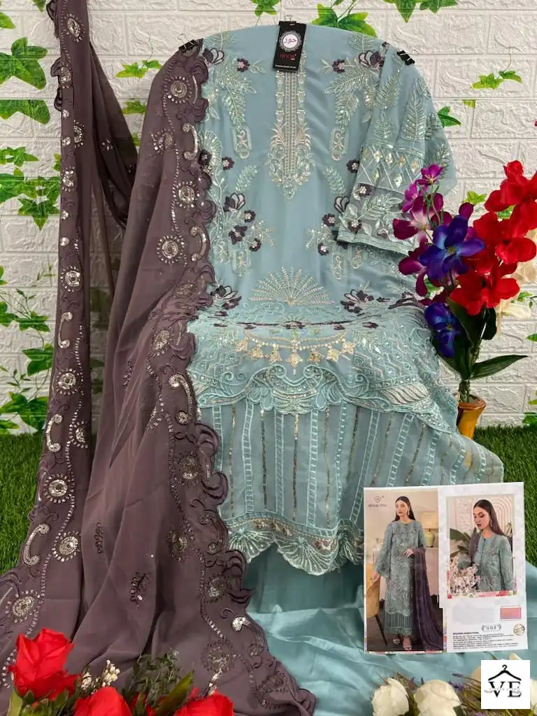 Hoor Tex H-93 Faux Georgette Wholesale Pakistani Suit Catalog — Wholesale Salwar Suits, MPA wholesale from Surat - Gallery Image 7