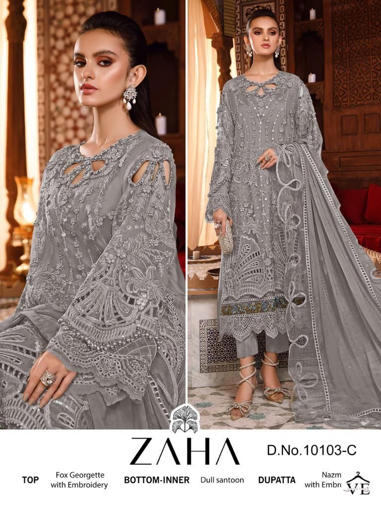 Zaha Habeeba Vol 1 Georgette Wholesale Pakistani Salwar Suit Catalog — Wholesale Salwar Suits, Eba Lifestyle wholesale from Surat - Gallery Image 3