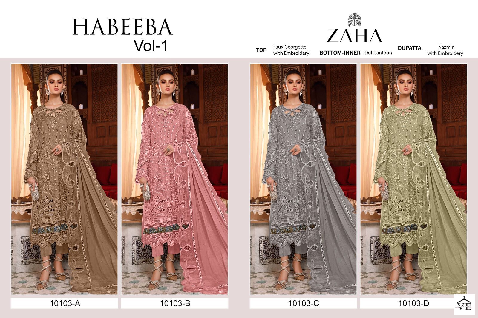 Zaha Habeeba Vol 1 Georgette Wholesale Pakistani Salwar Suit Catalog — Wholesale Salwar Suits, Eba Lifestyle wholesale from Surat — view 13