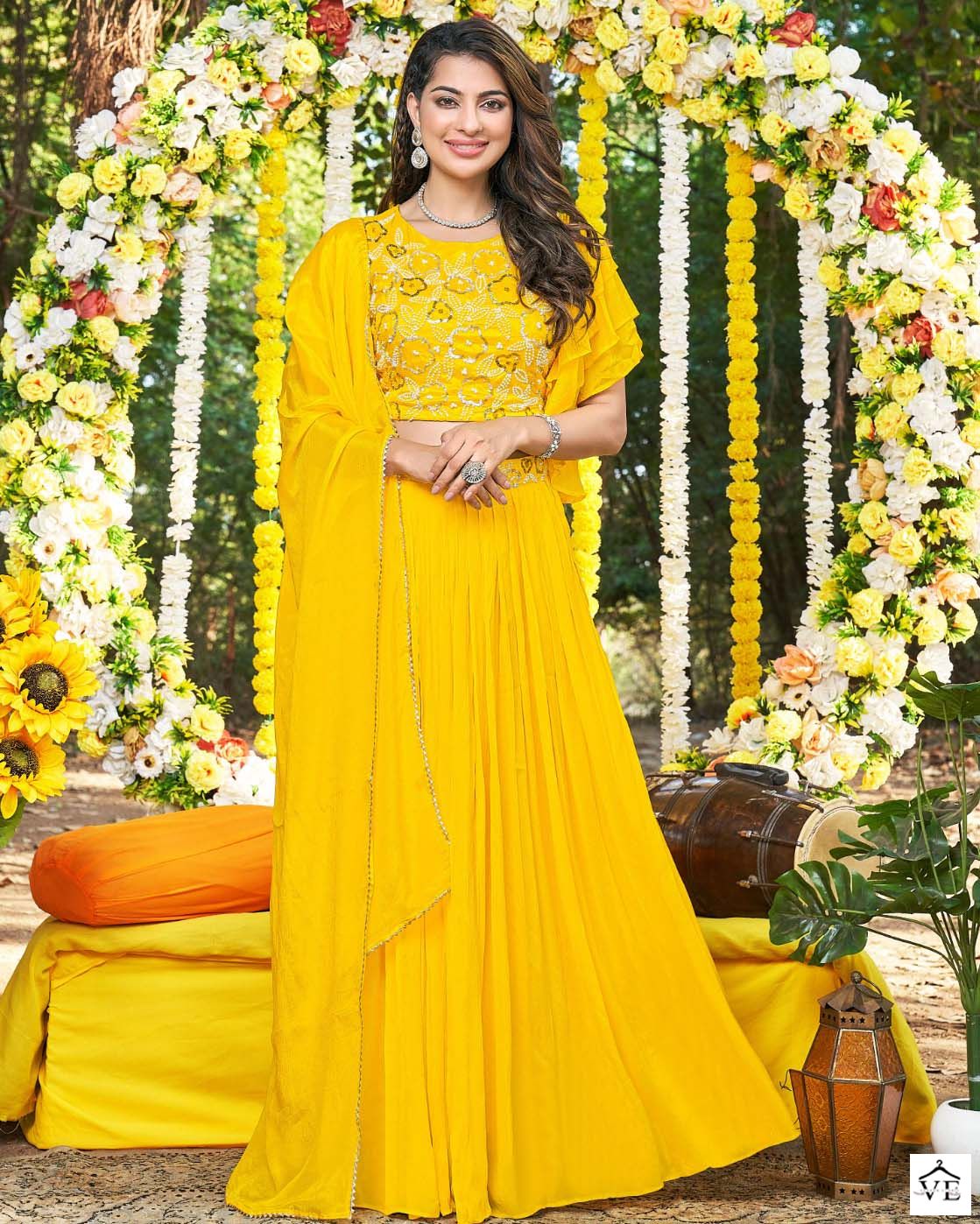 Vardan Ethnic Haldi Pure Viscose Wholesale Long Disegner Gowns Catalog — Wholesale Kurtis, MPA wholesale from Surat — view 1
