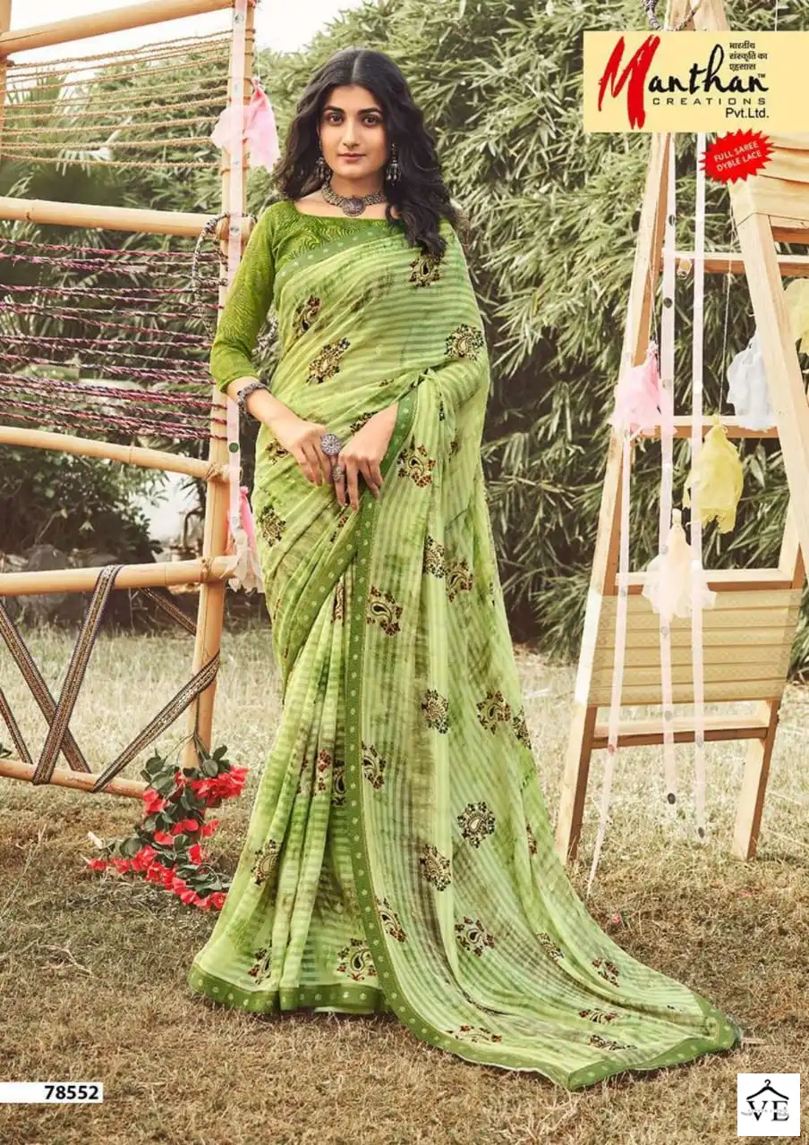 Manthan Harshitha Kachhi Kali Wholesale Saree Catalog — Wholesale Sarees, MPA wholesale from Surat - Gallery Image 3