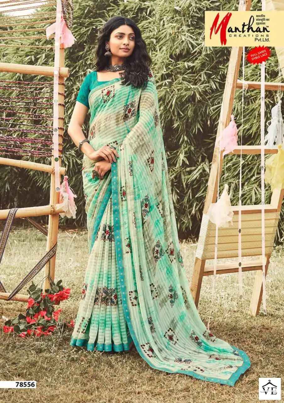 Manthan Harshitha Kachhi Kali Wholesale Saree Catalog — Wholesale Sarees, MPA wholesale from Surat - Gallery Image 7