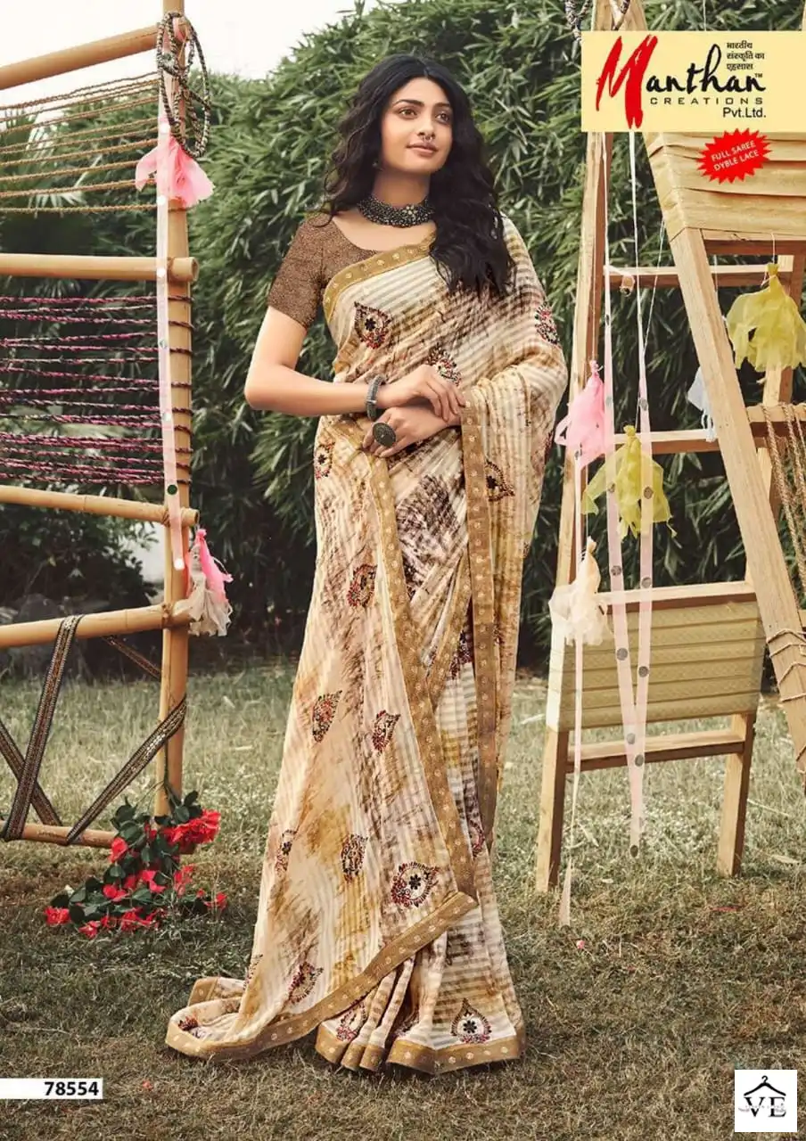 Manthan Harshitha Kachhi Kali Wholesale Saree Catalog — Wholesale Sarees, MPA wholesale from Surat - Gallery Image 8