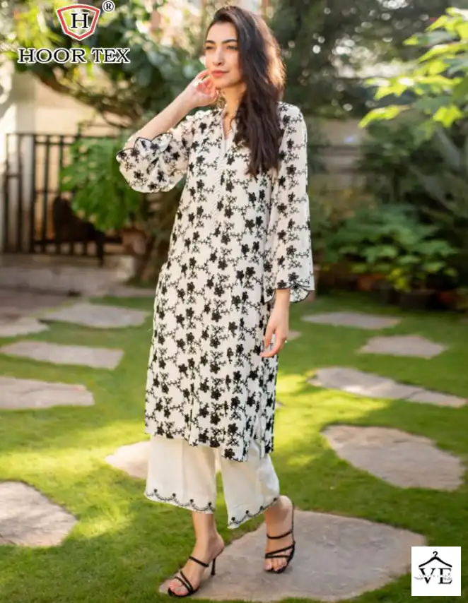 Hoor Tex HF-01 Pure Cambric Lawn Wholesale Pakistani Kurti Pant Catalog — Wholesale Kurtis, MPA wholesale from Surat — view 1