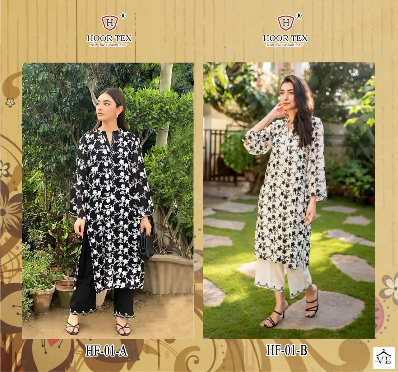 Hoor Tex HF-01 Pure Cambric Lawn Wholesale Pakistani Kurti Pant Catalog — Wholesale Kurtis, MPA wholesale from Surat — view 5