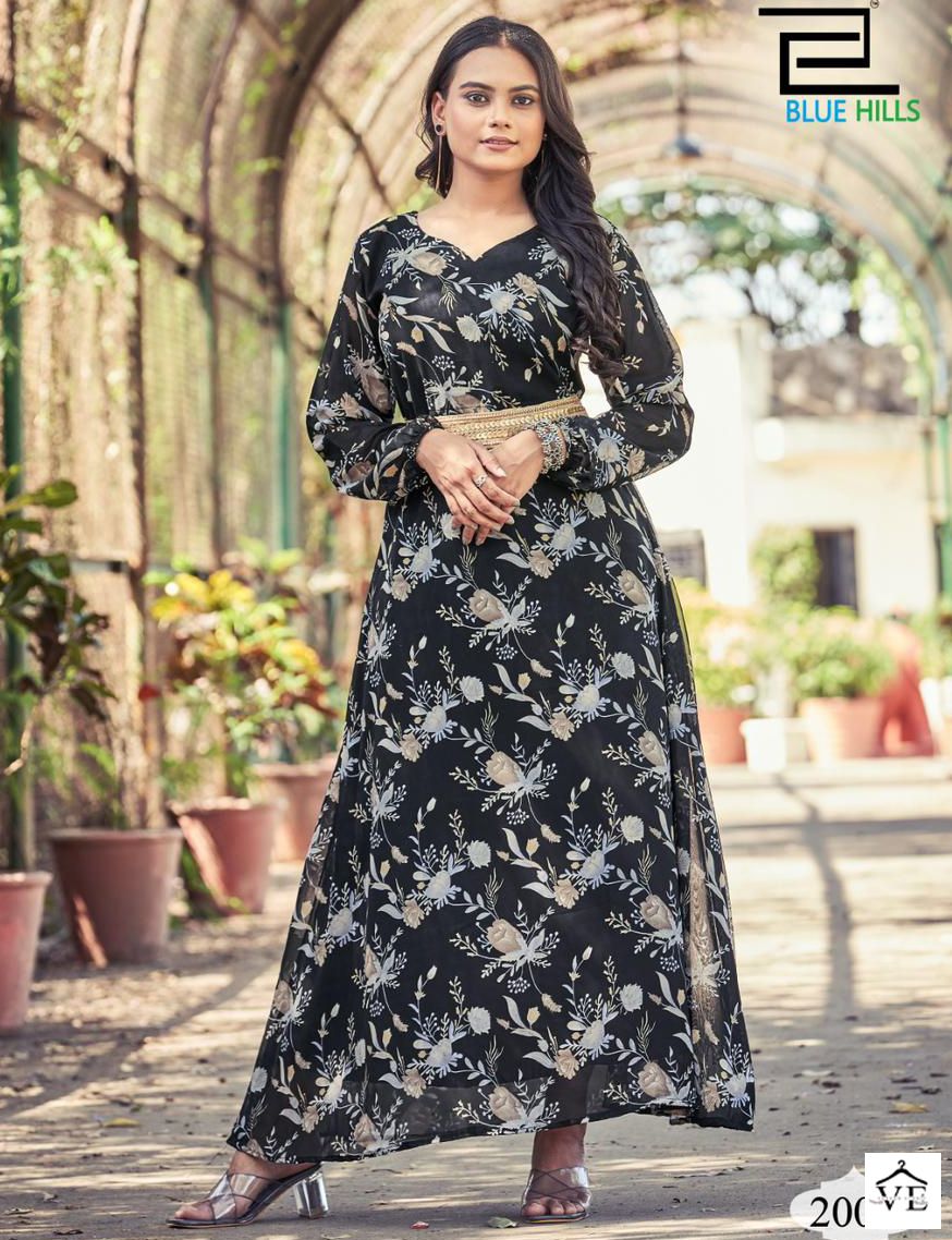 Blue Hills Kailee Georgette Wholesale Long Gowns Catalog — Wholesale Kurtis, MPA wholesale from Surat — view 1