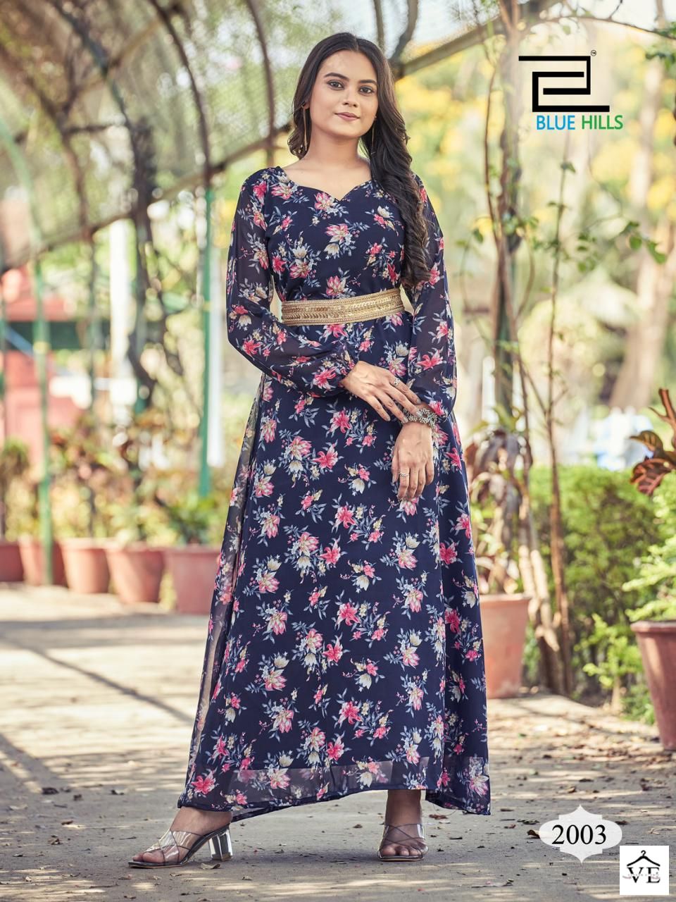 Blue Hills Kailee Georgette Wholesale Long Gowns Catalog — Wholesale Kurtis, MPA wholesale from Surat - Gallery Image 2