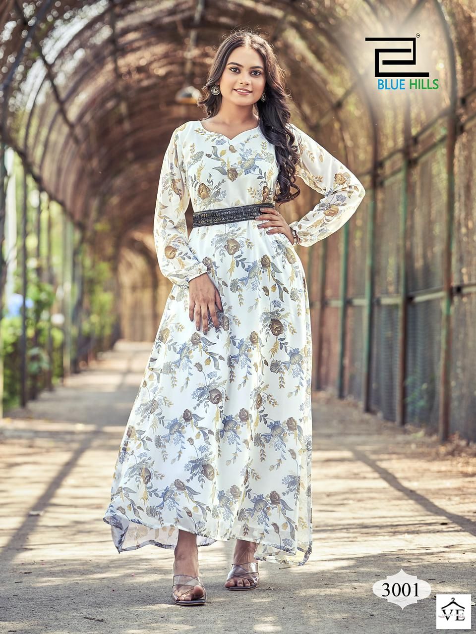 Blue Hills Kailee Georgette Wholesale Long Gowns Catalog — Wholesale Kurtis, MPA wholesale from Surat - Gallery Image 3