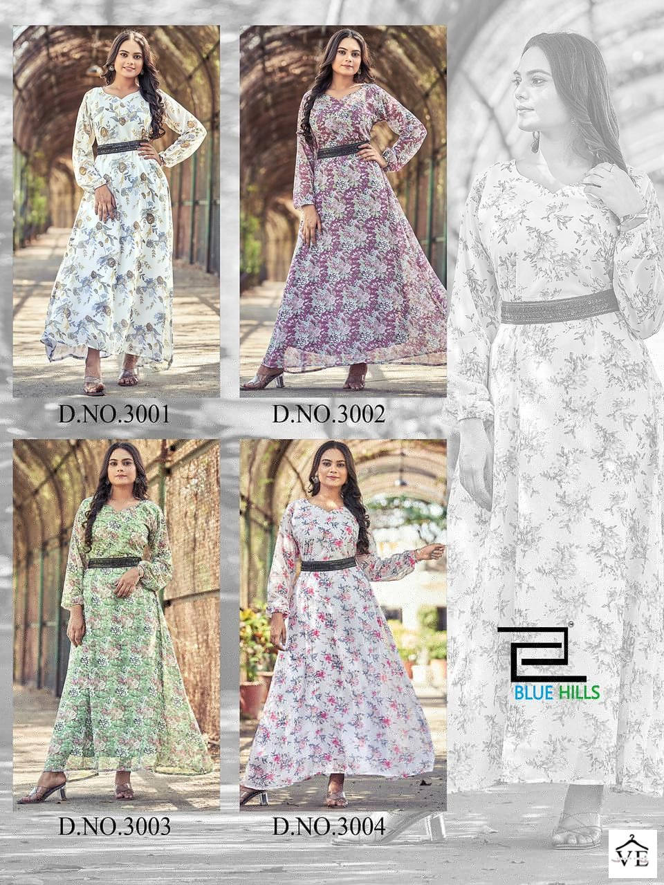 Blue Hills Kailee Georgette Wholesale Long Gowns Catalog — Wholesale Kurtis, MPA wholesale from Surat - Gallery Image 4