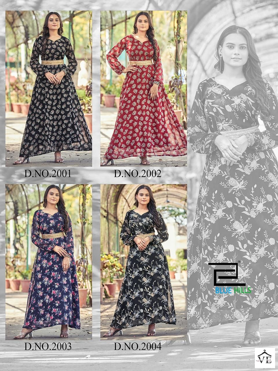 Blue Hills Kailee Georgette Wholesale Long Gowns Catalog — Wholesale Kurtis, MPA wholesale from Surat — view 5