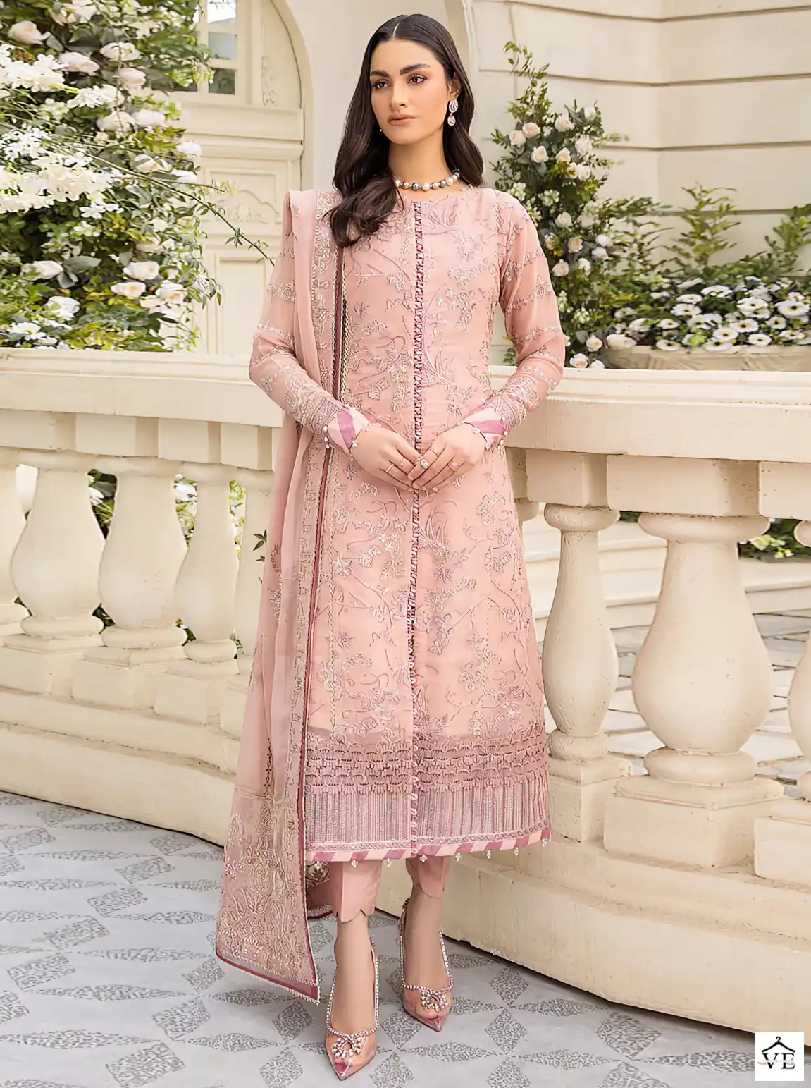 Vardan Ethnic Inlays 7002 Faux Georgette Wholesale Pakistani Suit — Wholesale Salwar Suits, MPA wholesale from Surat — view 1