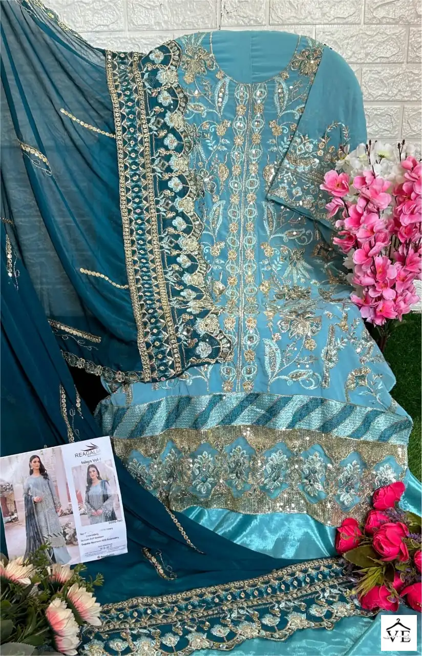 Vardan Ethnic Inlays 7001 Faux Georgette Wholesale Pakistani Suit — Wholesale Salwar Suits, MPA wholesale from Surat — view 2